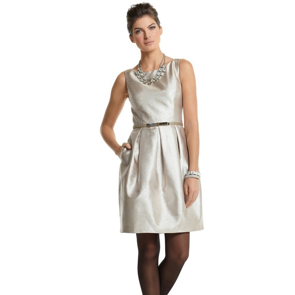 White House Black Market Gold Tulip Skirt Dress
